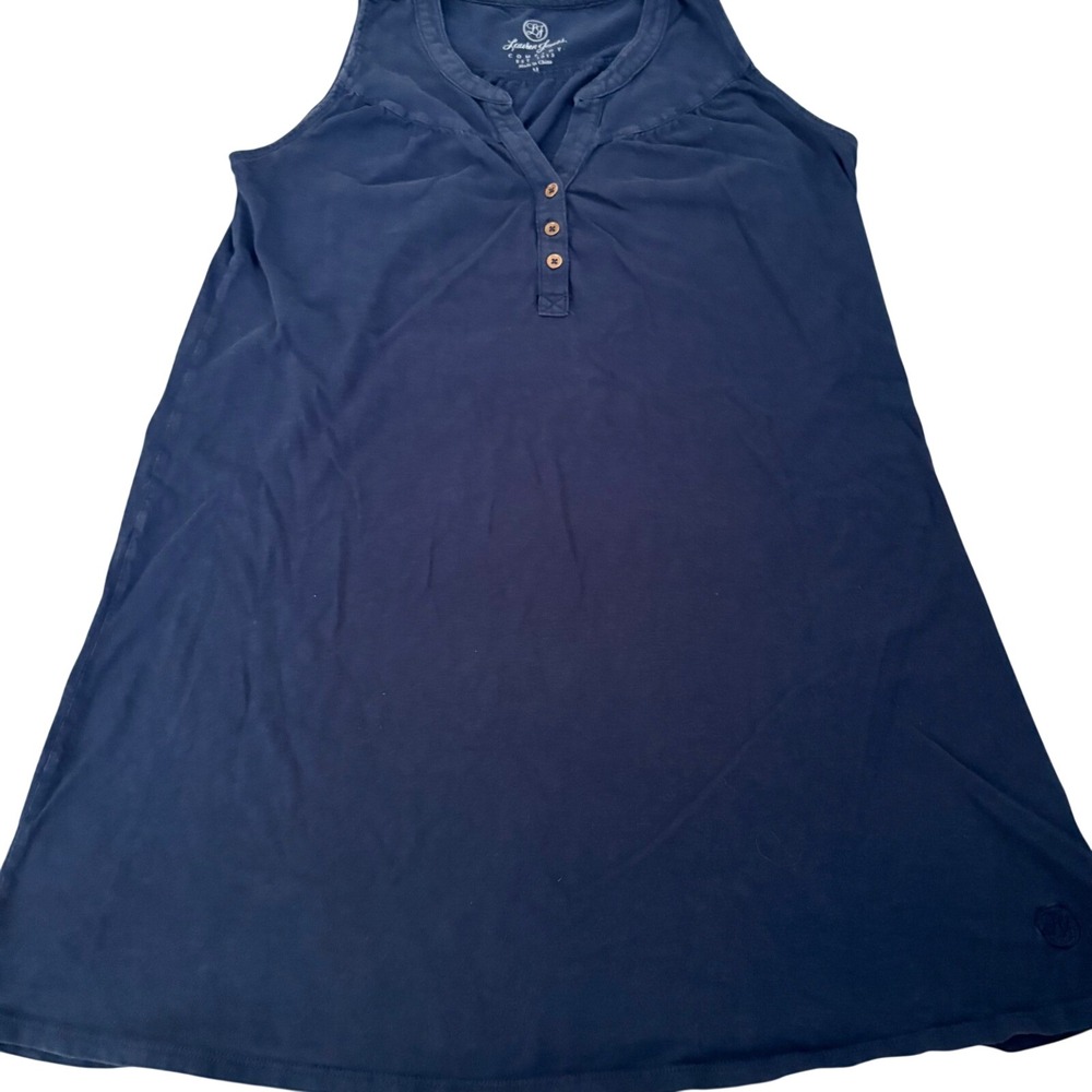 Lauren James Navy Blue Sleeveless Henley Mini Dress A-Line Jersey Knit Size M